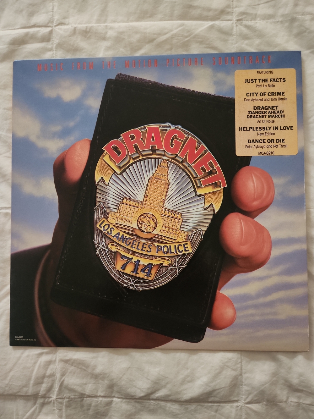Dragnet Soundtrack Vinyl - DJ COPY NEVER REMOVED -- NM COVER EX RECORD